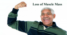Loss of Muscle Mass. Picture of a black elderly man raising his arm like he is making a muscle.