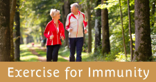 Exercising to Build the Immune System. Picture of a caucasian male and female power walking.