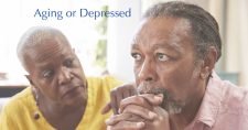 African American couple concerned with aging and depression.